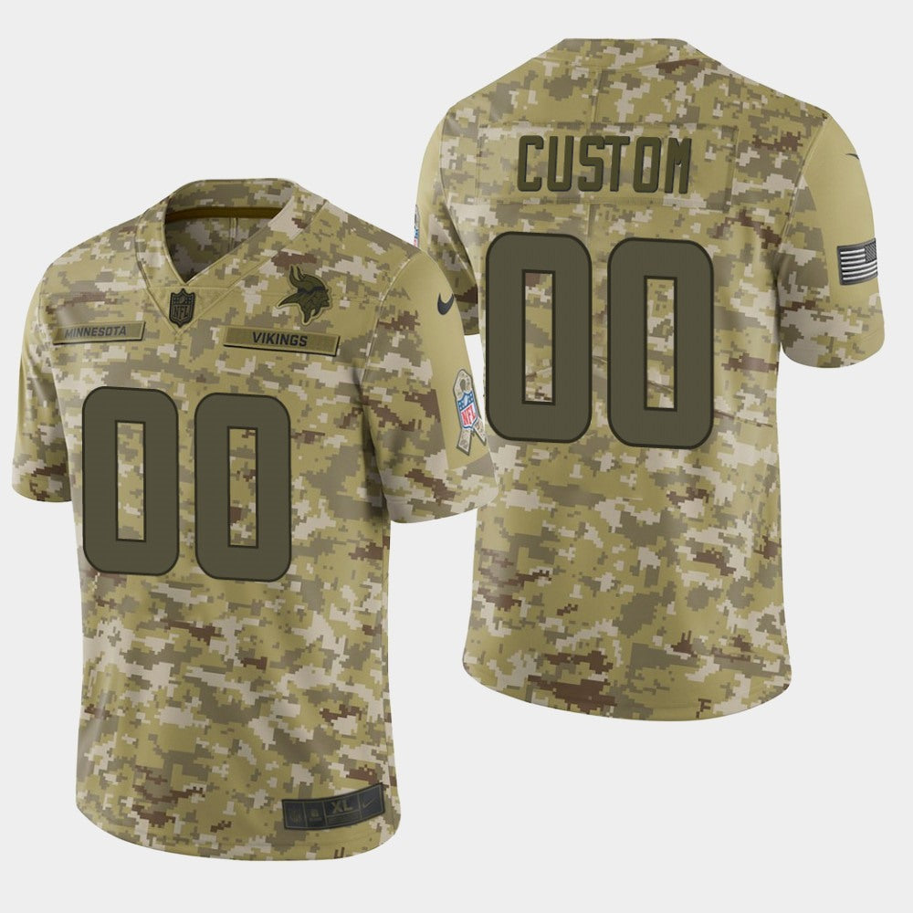 Men's Minnesota Vikings Customized Camo Salute To Service NFL Stitched Limited Jersey 