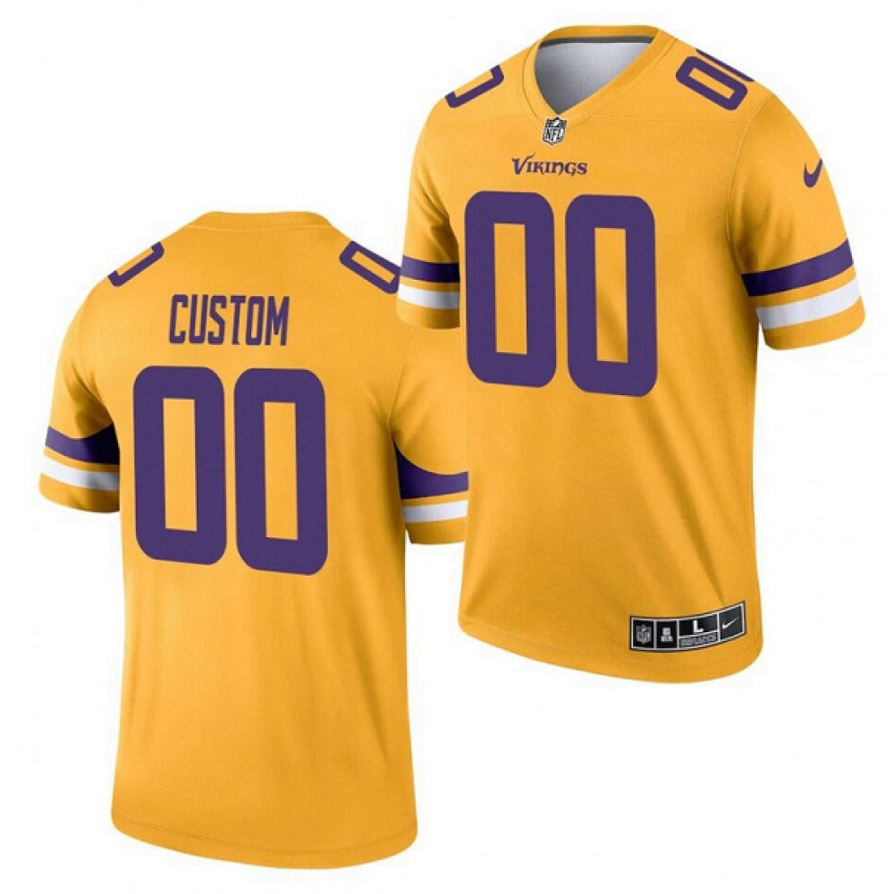 Men's Minnesota Vikings ACTIVE PLAYER Custom 2021 Gold Inverted Legend Stitched Jersey 