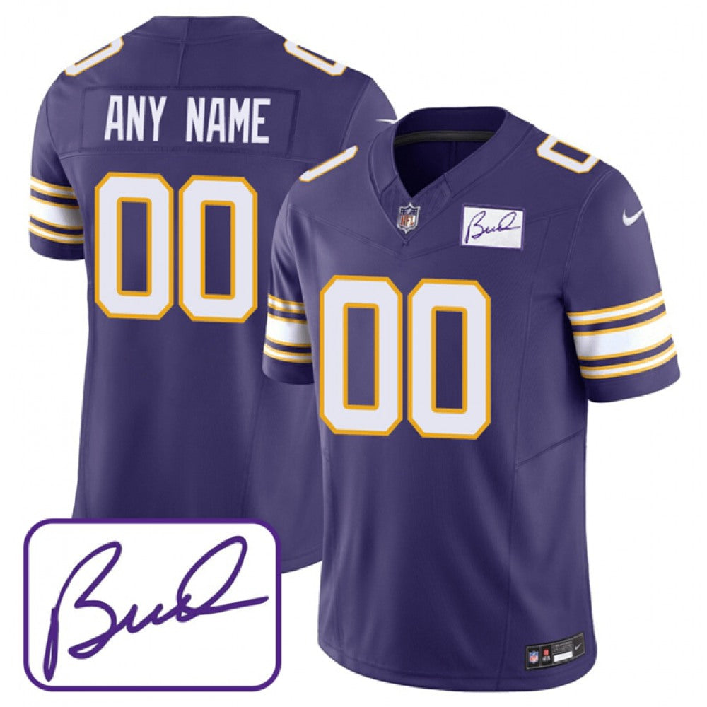 Men's Minnesota Vikings Active Player Custom Purple 2023 F.U.S.E. Bud Grant patch Limited Stitched Jersey 