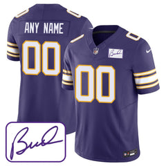Men's Minnesota Vikings Active Player Custom Purple 2023 F.U.S.E. Bud Grant patch Limited Stitched Jersey 