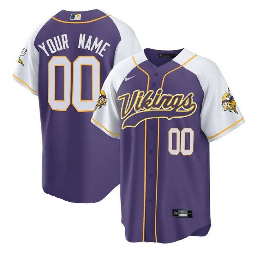 Men's Minnesota Vikings ACTIVE PLAYER Custom Purple/White Cool Base Stitched Baseball Jersey 