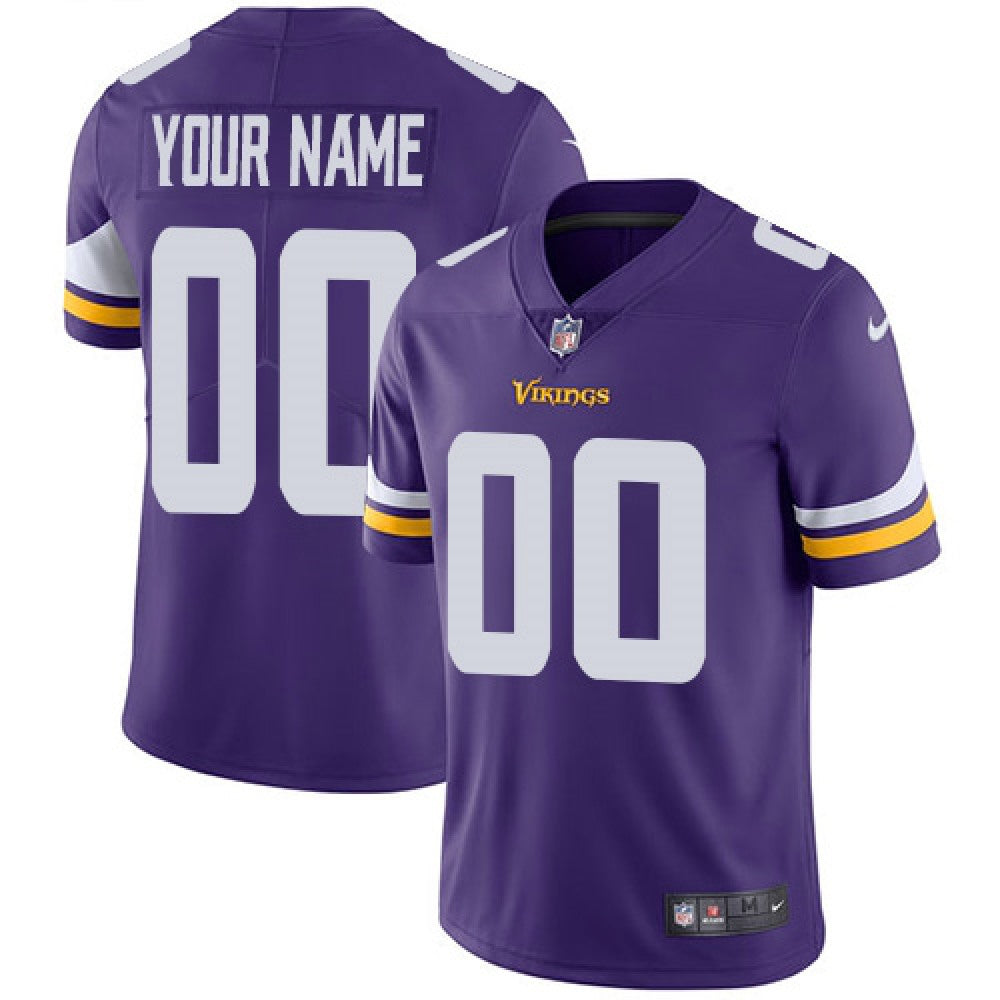 Men's Minnesota Vikings Customized Purple Team Color Vapor Untouchable NFL Stitched Limited Jersey 