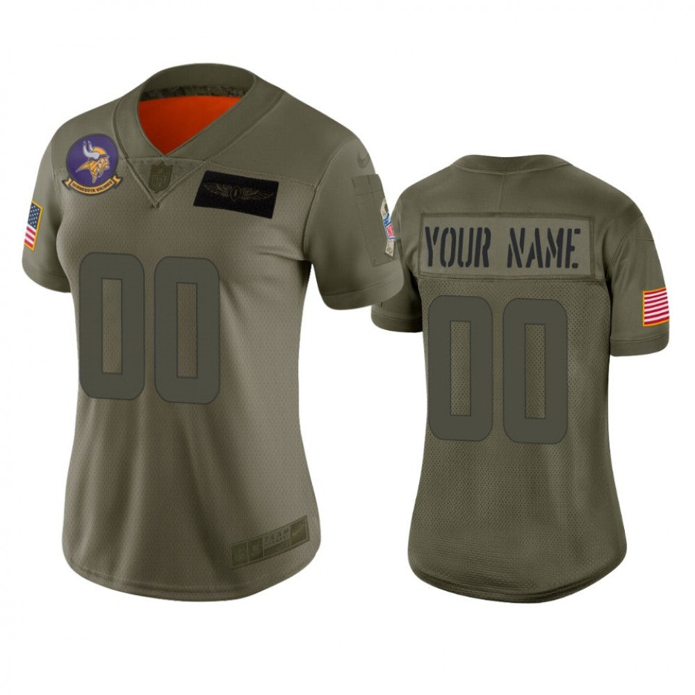 Women's Minnesota Vikings Customized 2019 Camo Salute To Service NFL Stitched Limited Jersey(Run Small 