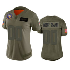 Women's Minnesota Vikings Customized 2019 Camo Salute To Service NFL Stitched Limited Jersey(Run Small 
