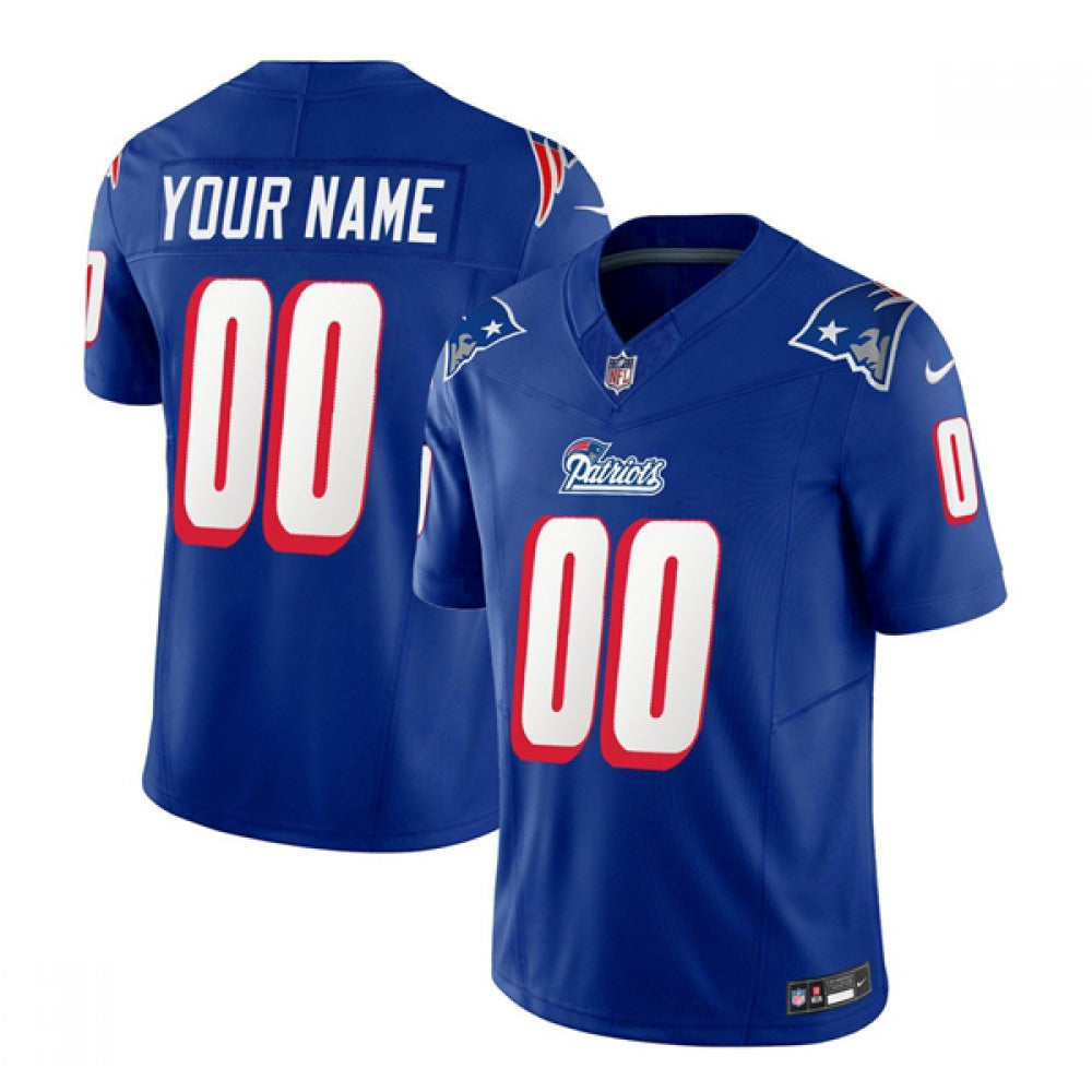 Men's New England Patriots Active Player Custom Blue 2023 F.U.S.E. Throwback Limited Stitched Football Jersey 
