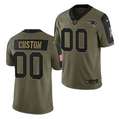 Men's New England Patriots ACTIVE PLAYER Custom 2021 Olive Salute To Service Limited Stitched Jersey 