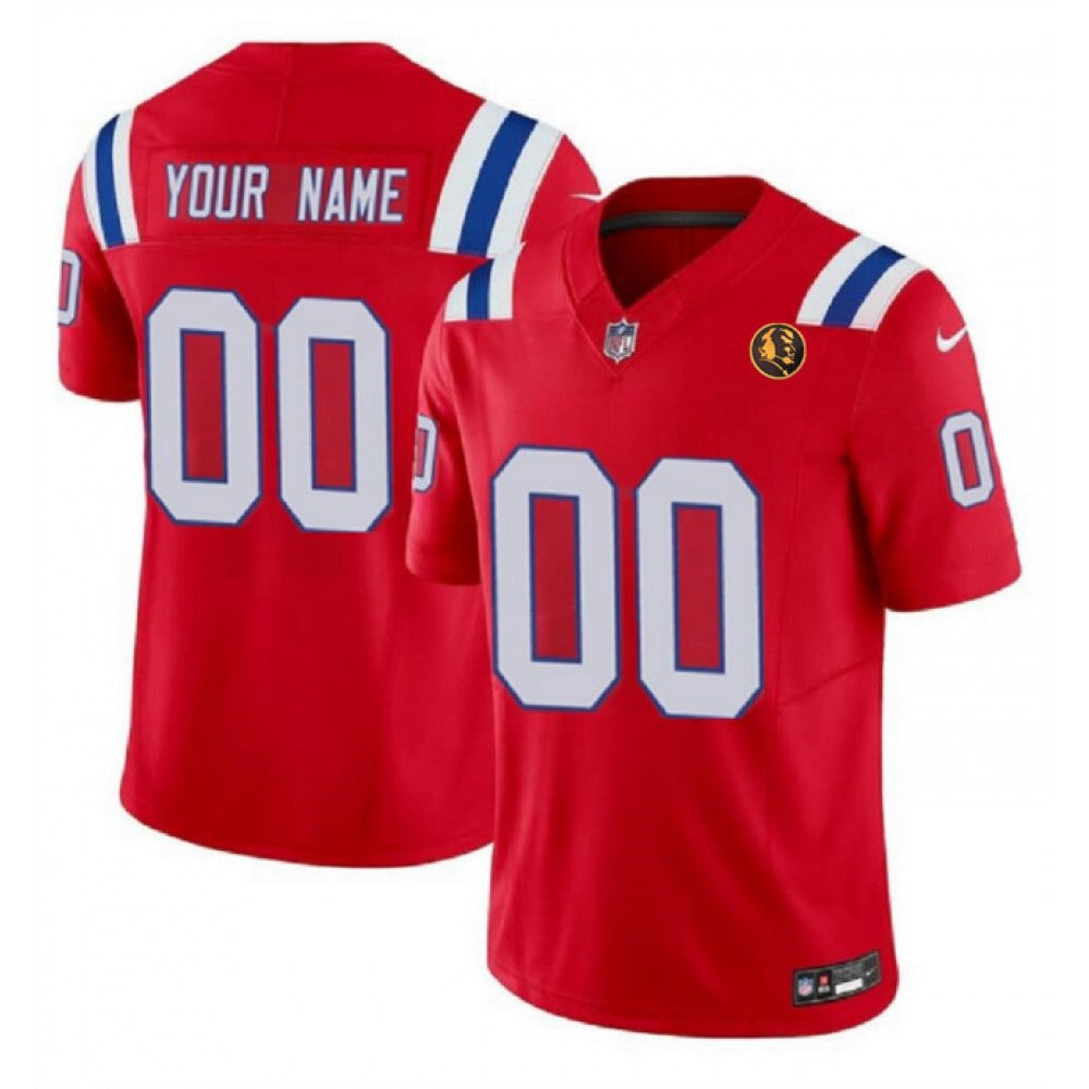 Men's New England Patriots Active Player Custom Red 2023 F.U.S.E. With John Madden Patch Vapor Limited Stitched Football Jersey 