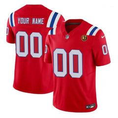 Men's New England Patriots Active Player Custom Red 2023 F.U.S.E. With John Madden Patch Vapor Limited Stitched Football Jersey 