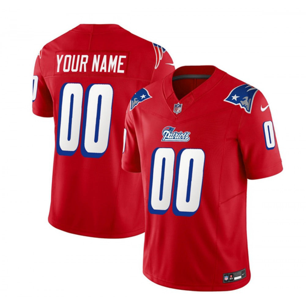Men's New England Patriots Active Player Custom Red 2023 F.U.S.E. Throwback Limited Stitched Football Jersey 