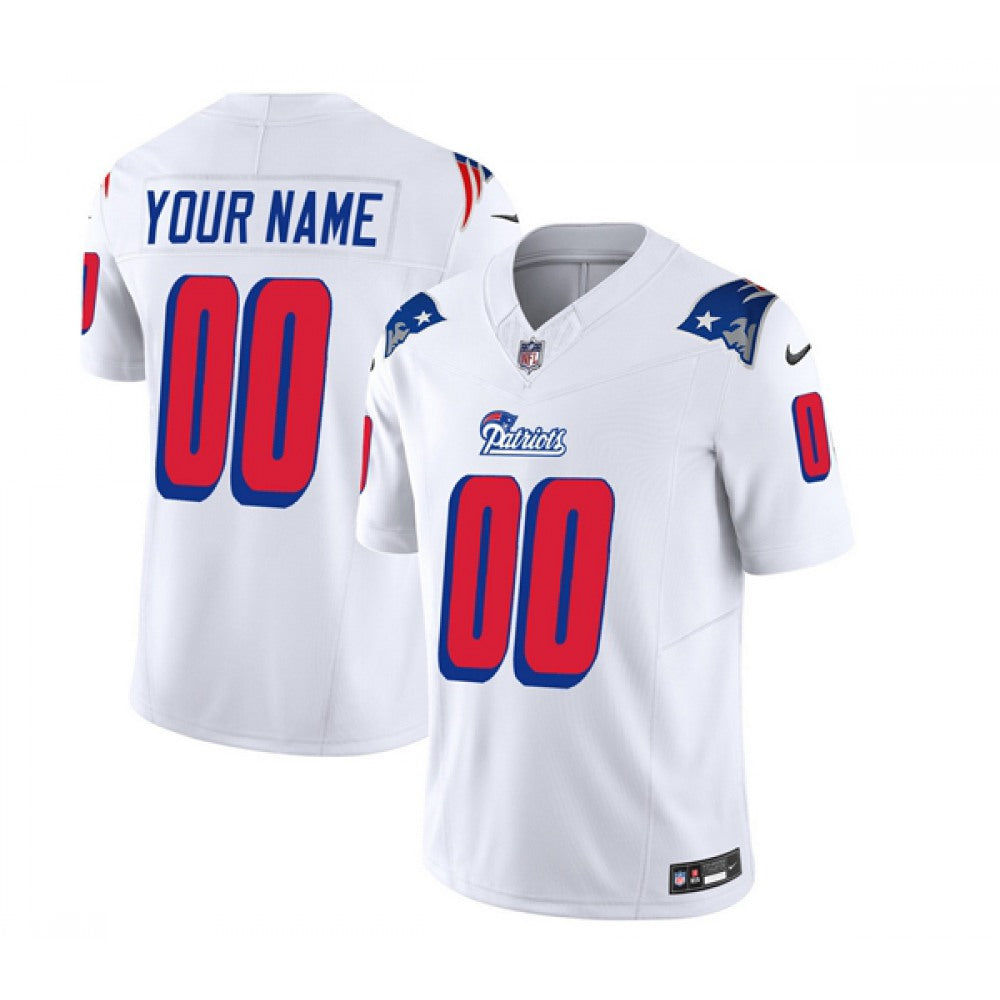 Men's New England Patriots Active Player Custom White 2023 F.U.S.E. Throwback Limited Stitched Football Jersey 