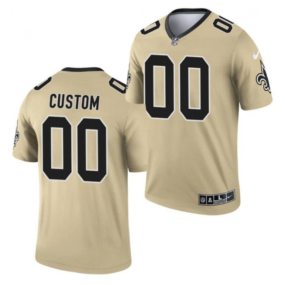 Men's New Orleans Saints ACTIVE PLAYER Custom 2021 Gold Inverted Legend Stitched Jersey 