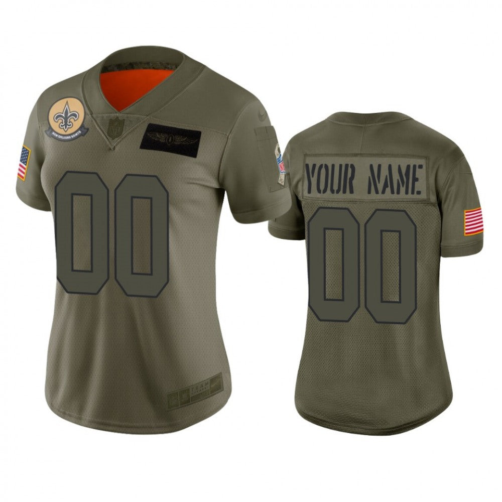 Women's New Orleans Saints Customized 2019 Camo Salute To Service NFL Stitched Limited Jersey(Run Small 