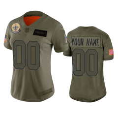 Women's New Orleans Saints Customized 2019 Camo Salute To Service NFL Stitched Limited Jersey(Run Small 