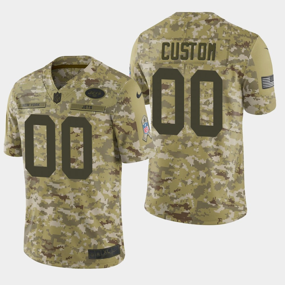 Men's New York Jets Customized Camo Salute To Service NFL Stitched Limited Jersey 