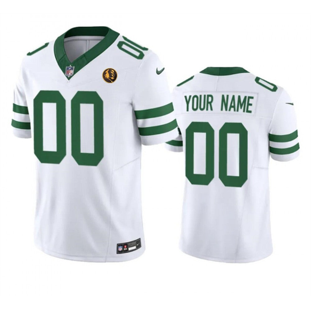 Men's New York Jets Active Player Custom White 2023 F.U.S.E. Throwback With John Madden Patch Vapor Limited Stitched Football Jersey 