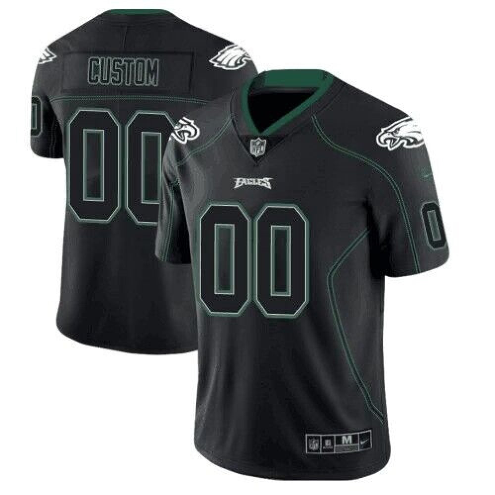 Men's Philadelphia Eagles Customized Lights Out Black Color Rush Limited Stitched Jersey 