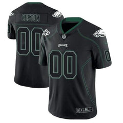 Men's Philadelphia Eagles Customized Lights Out Black Color Rush Limited Stitched Jersey 