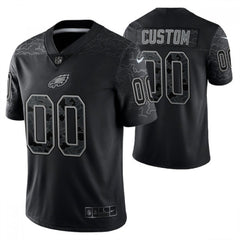 Men's Philadelphia Eagles Customized Black Reflective Limited Stitched Jersey 