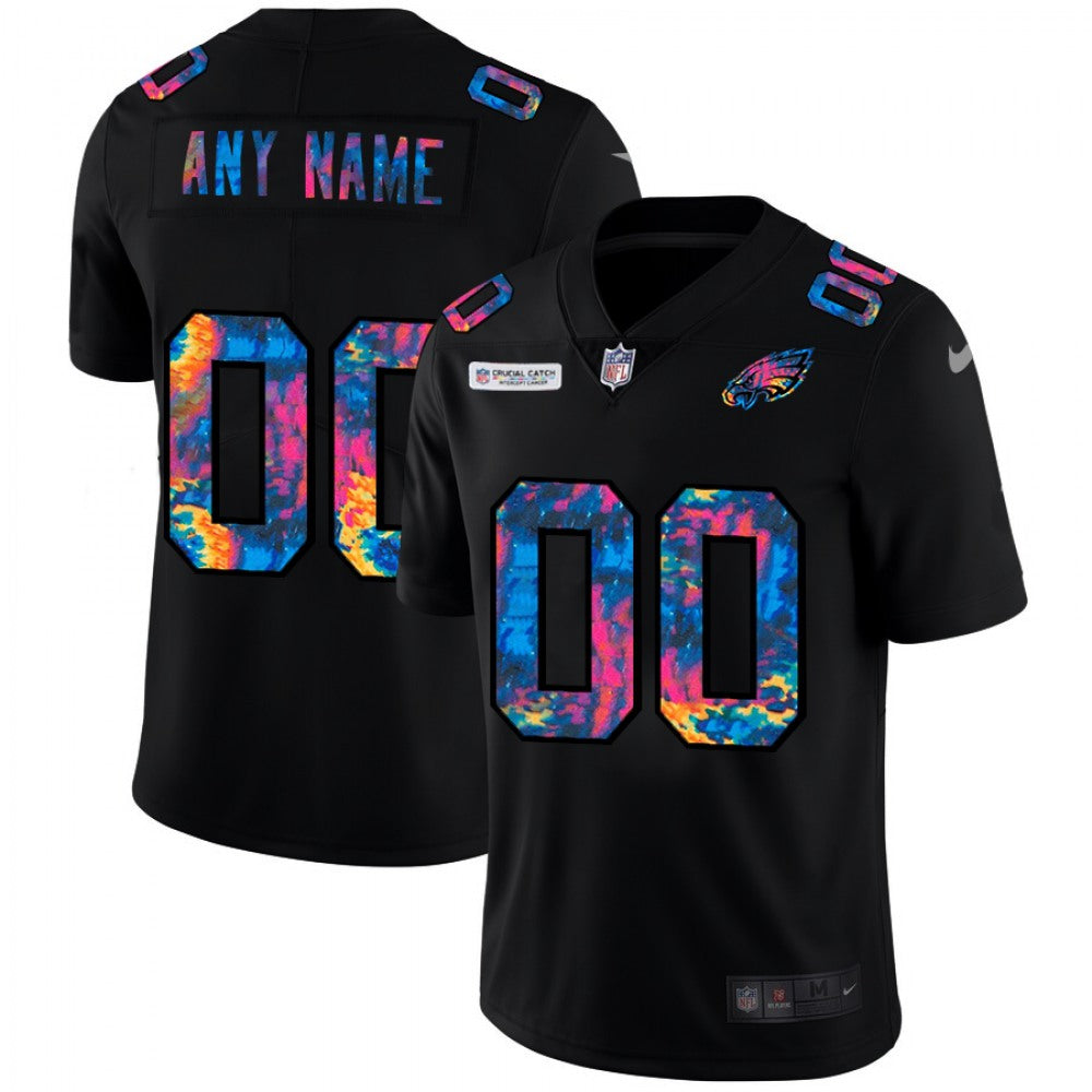 Men's Philadelphia Eagles Customized 2020 Black Crucial Catch Limited Stitched Jersey 
