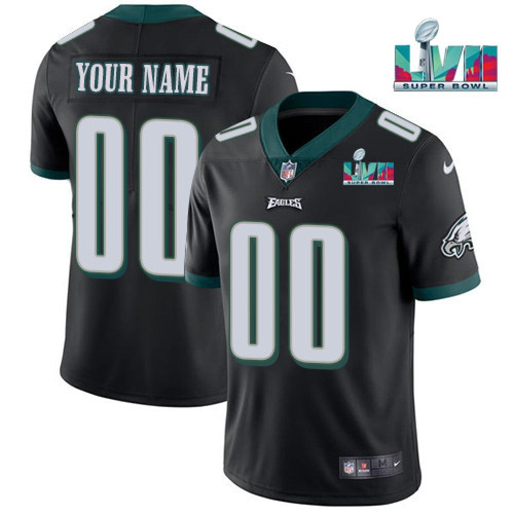 Men's Philadelphia Eagles ACTIVE PLAYER Custom Black Super Bowl LVII Patch Vapor Untouchable Limited Stitched Jersey 