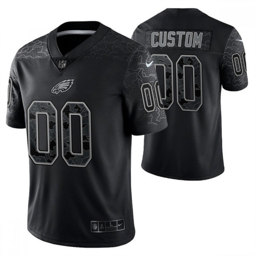 Men's Philadelphia Eagles Active Player Custom Black Reflective Limited Stitched Jersey 