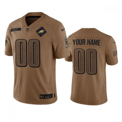 Men's Philadelphia Eagles Active Player Custom 2023 Brown Salute To Setvice Limited Stitched Football Jersey 