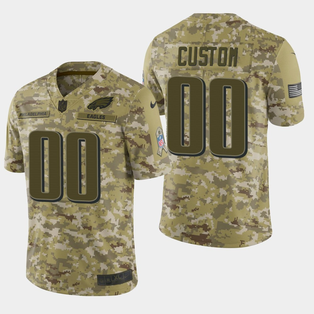Men's Philadelphia Eagles Customized Camo Salute To Service NFL Stitched Limited Jersey 