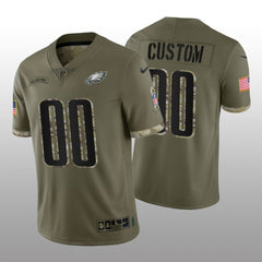 Men's Philadelphia Eagles ACTIVE PLAYER Custom Olive 2022 Salute To Service Limited Stitched Jersey 