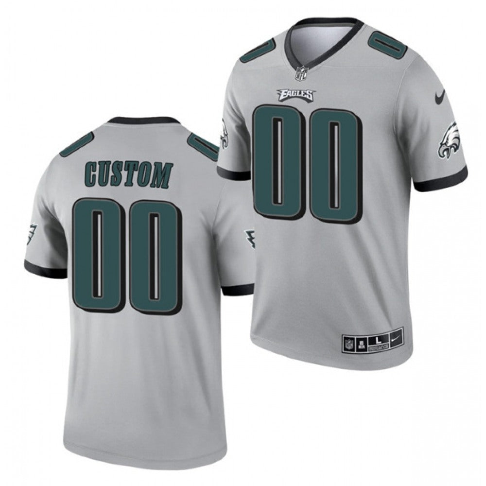 Men's Philadelphia Eagles ACTIVE PLAYER Custom 2021 Silver Inverted Legend Stitched Jersey 