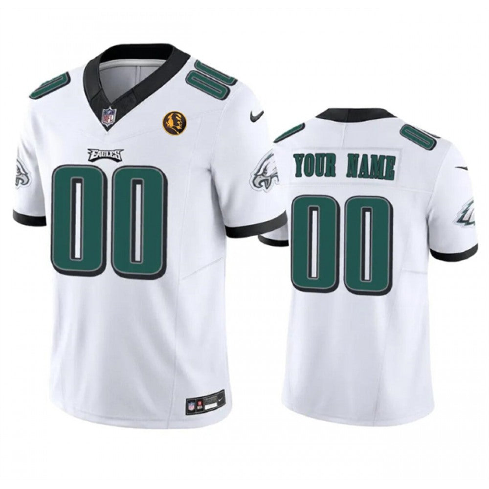 Men's Philadelphia Eagles Active Player Custom White 2023 F.U.S.E. With John Madden Patch Vapor Limited Stitched Football Jersey 
