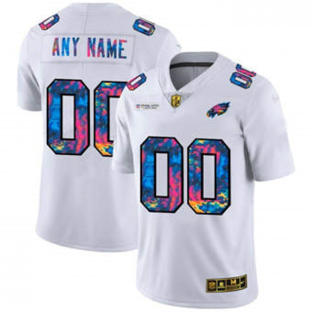 Men's Philadelphia Eagles Customized 2020 White Crucial Catch Limited Stitched Jersey 
