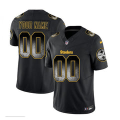 Men's Pittsburgh Steelers Active Player Custom Black 2023 F.U.S.E. Smoke Vapor Untouchable Limited Stitched Jersey 