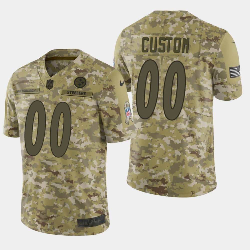 Men's Pittsburgh Steelers Customized Camo Salute To Service NFL Stitched Limited Jersey 