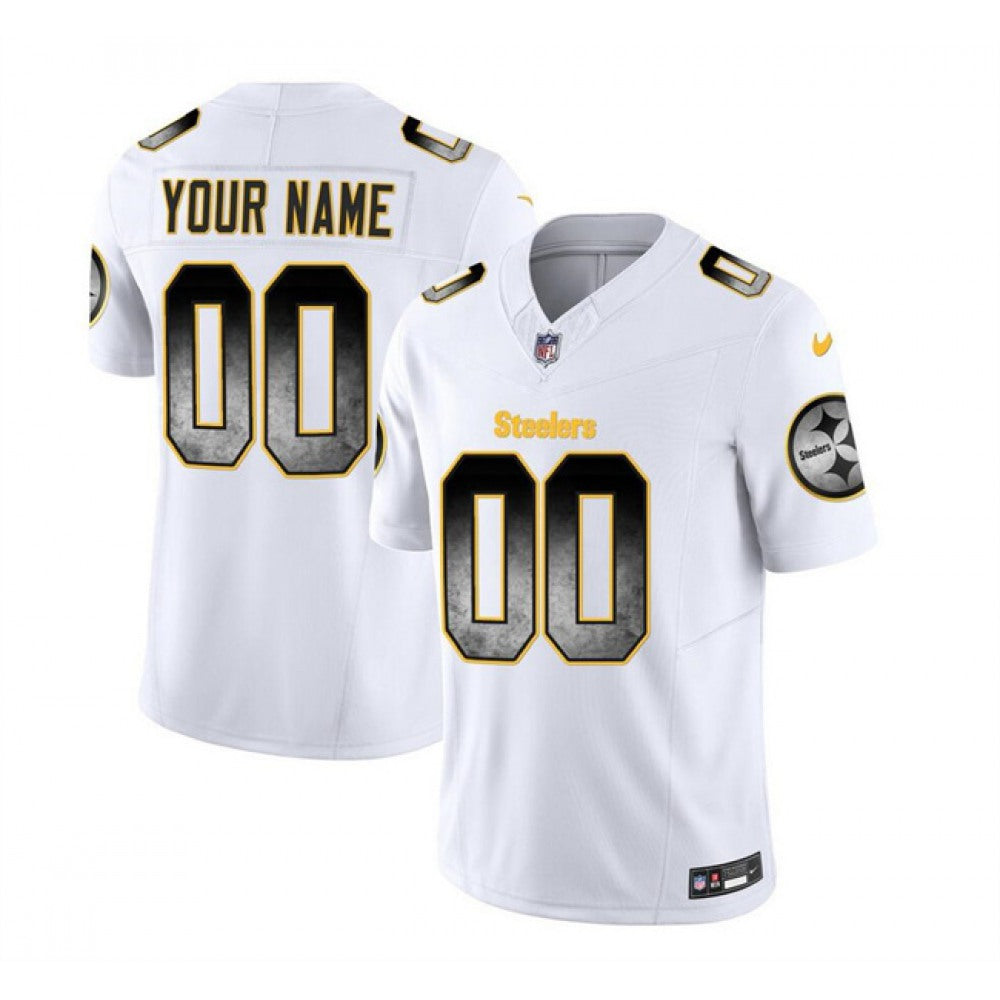 Men's Pittsburgh Steelers Active Player Custom White 2023 F.U.S.E. Smoke Vapor Untouchable Limited Stitched Jersey 