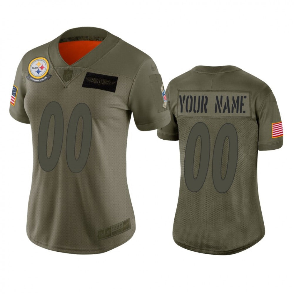 Women's Pittsburgh Steelers Customized 2019 Camo Salute To Service NFL Stitched Limited Jersey(Run Small 
