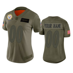 Women's Pittsburgh Steelers Customized 2019 Camo Salute To Service NFL Stitched Limited Jersey(Run Small 