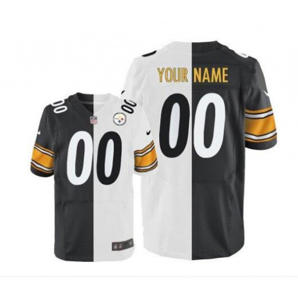 Women's Pittsburgh Steelers Custom White/Black Stitched NFL Elite Split Jersey 