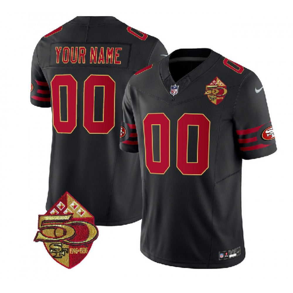 Men's San Francisco 49ers Active Player Custom Black 2023 F.U.S.E. 50th Patch Throwback Stitched Football Jersey 