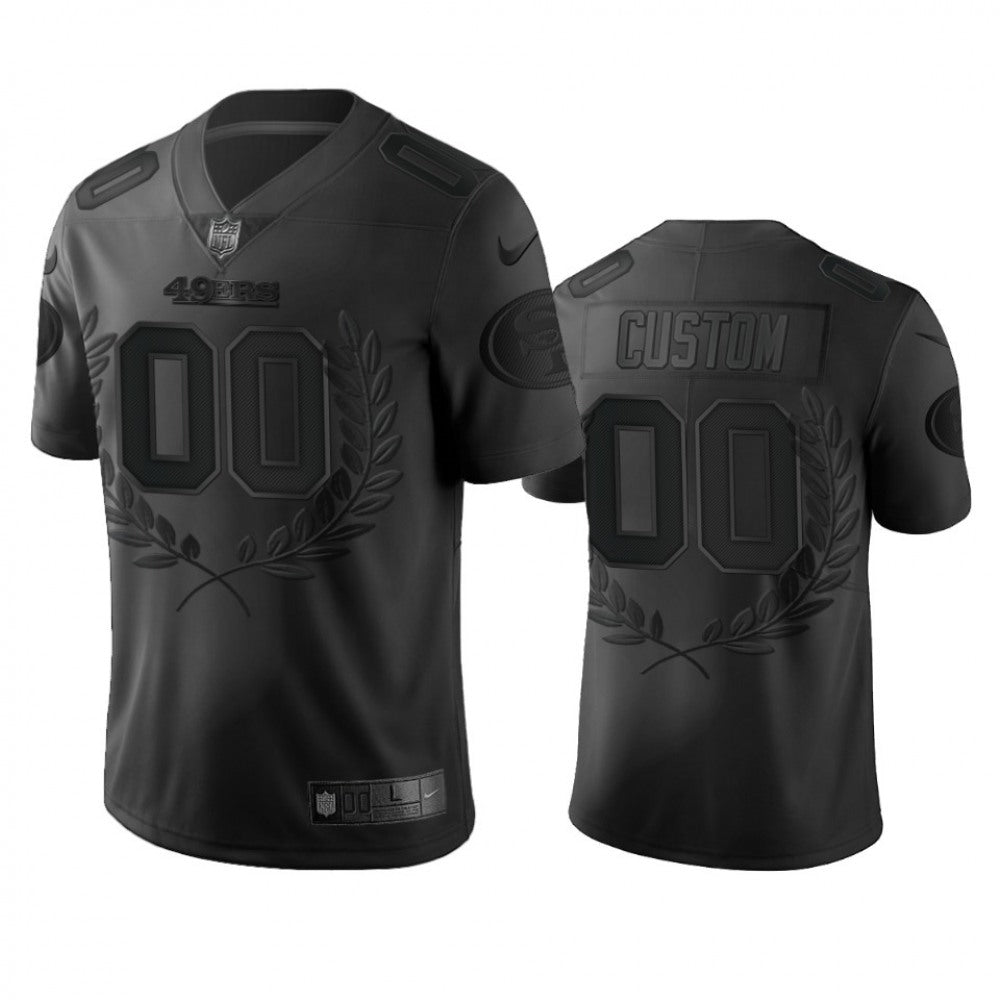 Men's San Francisco 49ers Customized Black MVP Platinum Stitched Jersey 