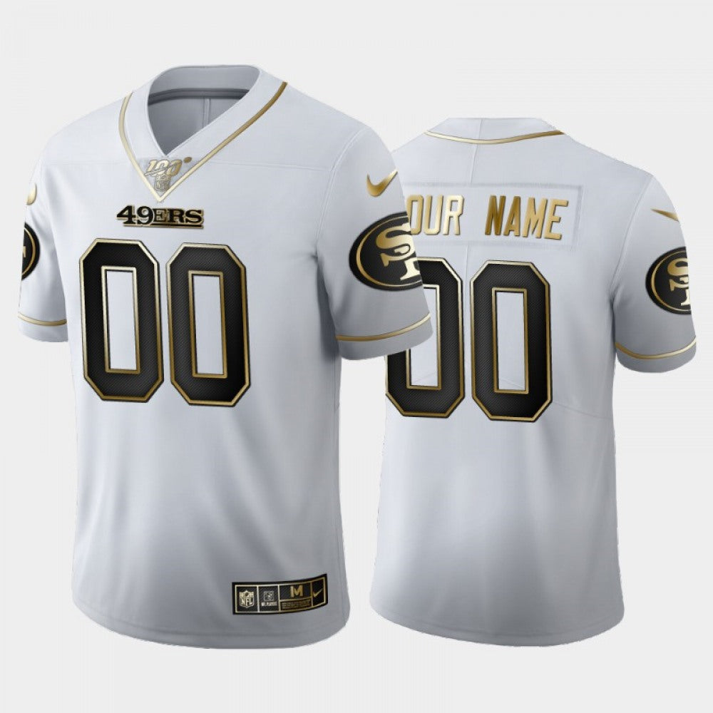 Men's San Francisco 49ers Customized 100th Season Golden Edition Vapor Limited Stitched Jersey 
