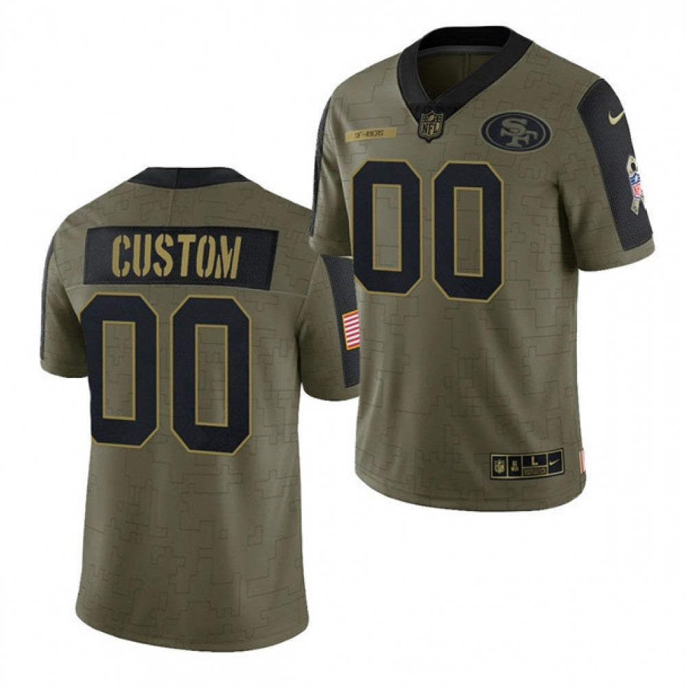 Men's San Francisco 49ers ACTIVE PLAYER Custom 2021 Olive Salute To Service Limited Stitched Jersey 