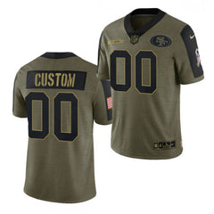 Men's San Francisco 49ers ACTIVE PLAYER Custom 2021 Olive Salute To Service Limited Stitched Jersey 
