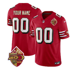 Men's San Francisco 49ers Active Player Custom Red 2023 F.U.S.E. 50th Patch Vapor Limited Stitched Football Jersey 