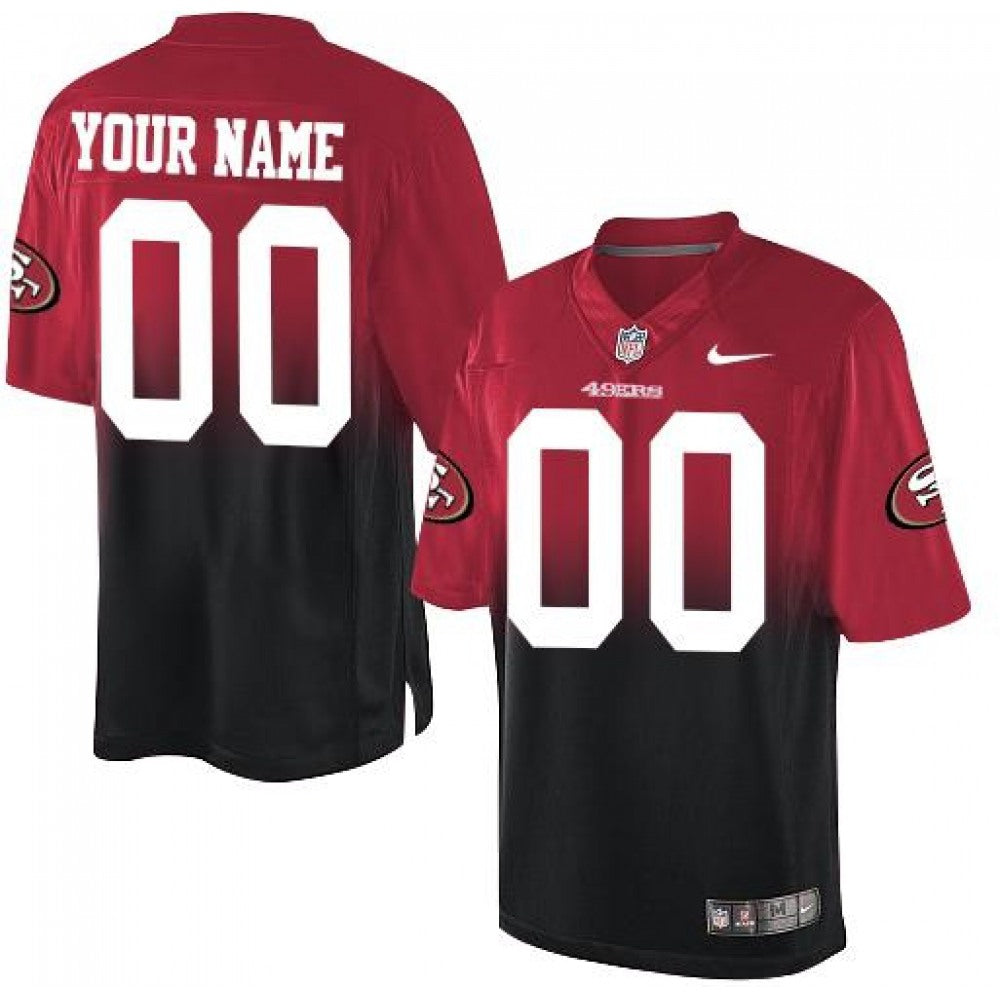 San Francisco 49ers Customized Red/Black Men's Stitched Elite Fadeaway Fashion NFL Jersey 