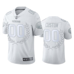 Men's San Francisco 49ers Customized White MVP Platinum Stitched Jersey 
