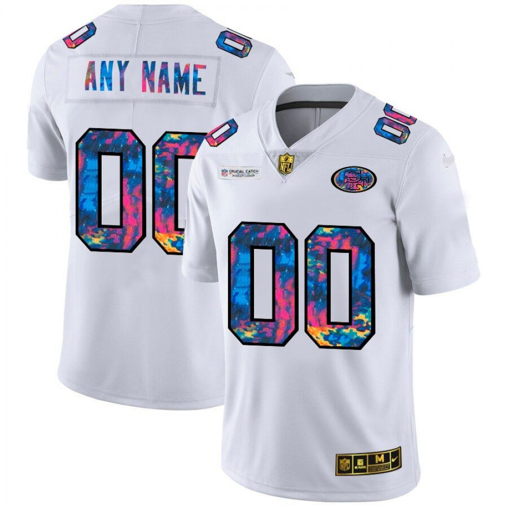Men's San Francisco 49ers Customized 2020 White Crucial Catch Limited Stitched Jersey 