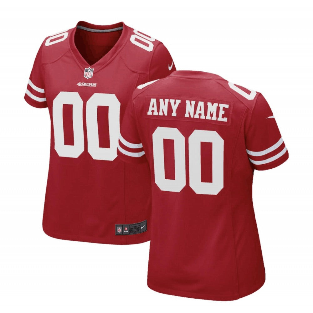 Women's San Francisco 49ers Customized Red Stitched Limited Jersey(Run Small 
