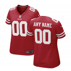 Women's San Francisco 49ers Customized Red Stitched Limited Jersey(Run Small 
