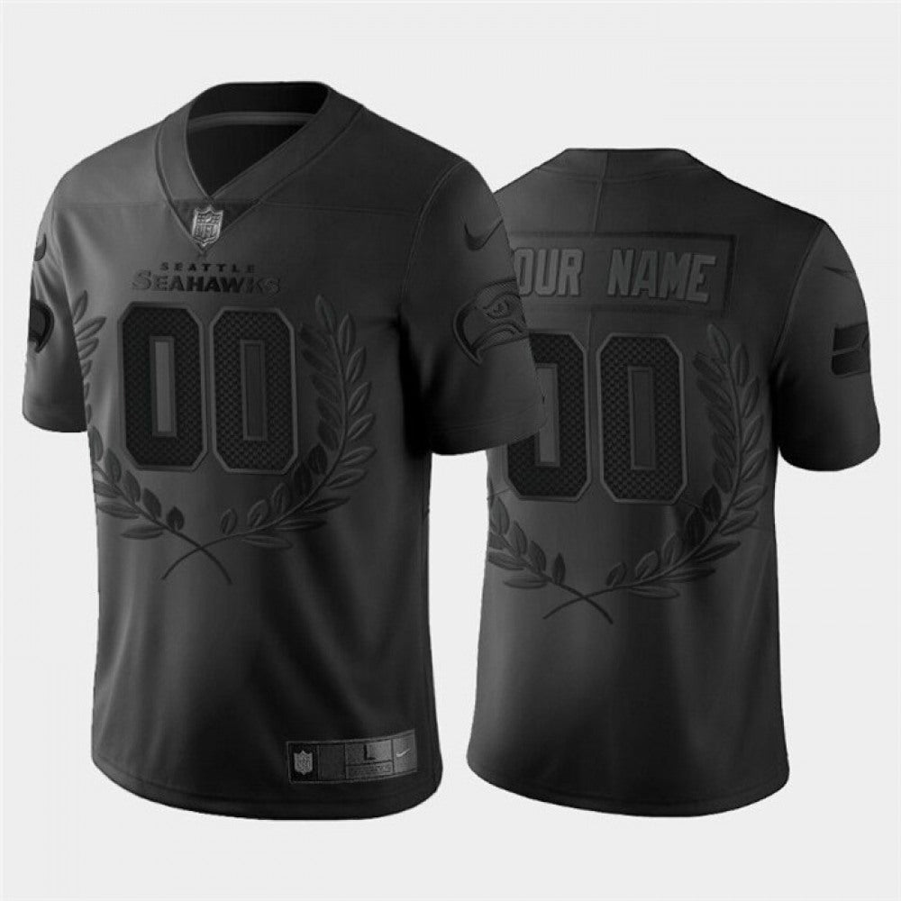 Men's Seattle Seahawks Customized Black MVP Stitched Limited Jersey 