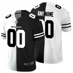 Men's Seattle Seahawks ACTIVE PLAYER Custom Black & White Split Limited Stitched Jersey 